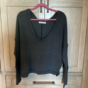 We The Free distressed waffle top